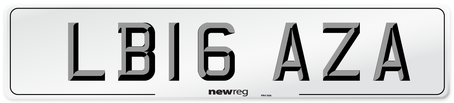 LB16 AZA Number Plate from New Reg